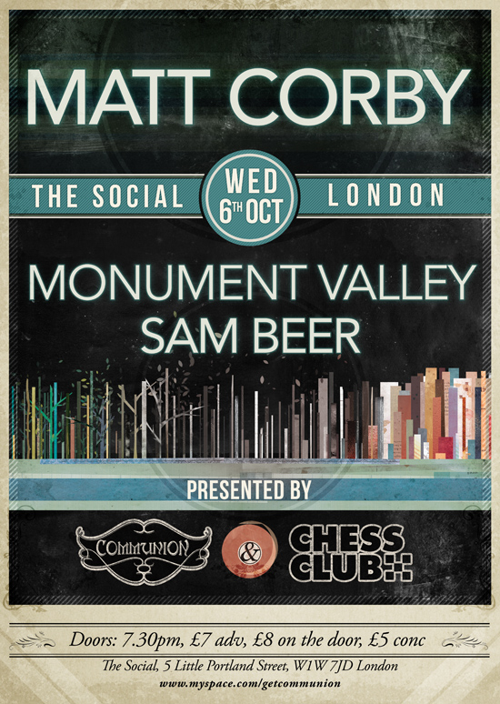 Matt Corby Headline Show at the Lexington 6th October