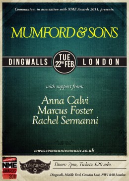 Shockwaves NME Awards Show 2011 with Mumford and Sons – TICKETS NOW ON SALE