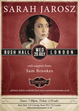 Sarah Jarosz plays Bush Hall on July 20