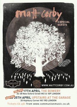 Matt Corby Upstairs at the Garage & The Bowery April 2012 *UPDATE*